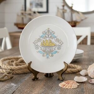 Canonsburg Voyager Stanhome Dinner Plate, Dura-Gloss USA, Nautical Ship Pattern